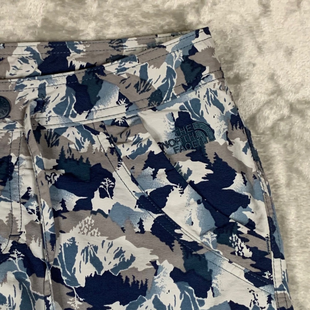 The North Face Womens Size 0 Paramount Camo Cargo Capri Pants Blue Gray Hiking - Picture 3 of 15